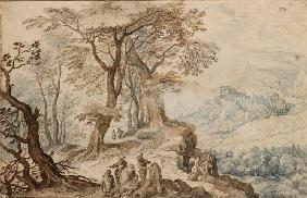 Landschaft mit Tobias und dem Engel 1596