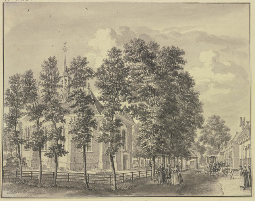Ansicht der Kirche von Bloemendaal bei Haarlem von Jan de Beijer