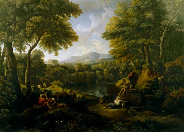 Landscape with figures at a well von Jan Frans van Bloemen