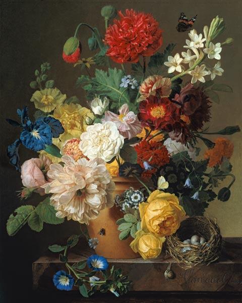 Flower Still Life on a marble ledge 1800-01