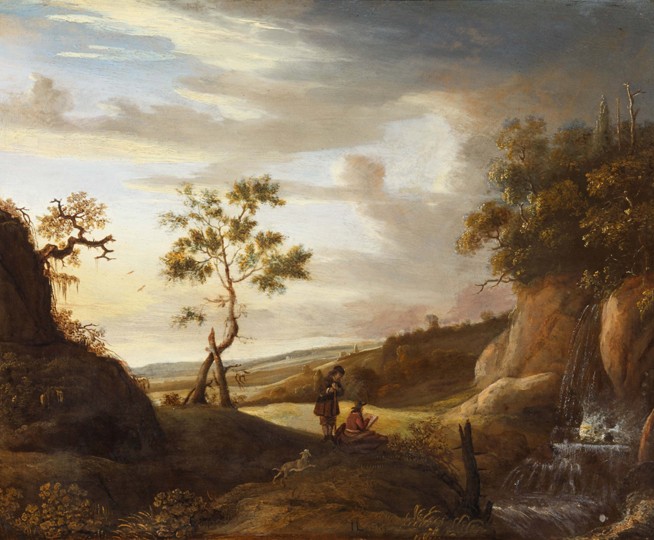 Landschaft mit einem Künstler, der einen Wasserfall malt von Jan Lievens