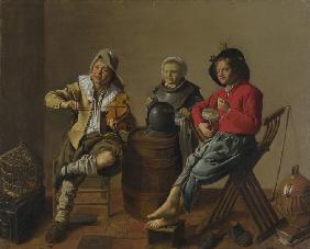 Zwei Jungen und ein Mädchen, musizierend 1629