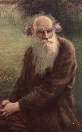 Porträt des Schriftstellers Leo N. Tolstoi (1828-1910) 1910