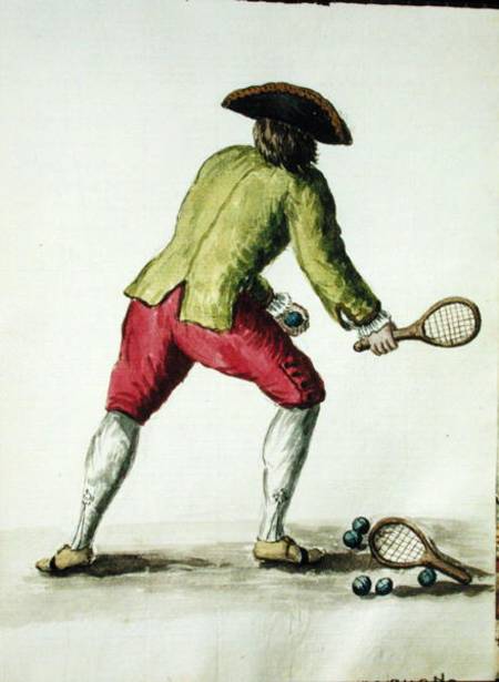 A Man Playing with a Racquet and Balls (pen & ink and w/c on paper) von Jan van Grevenbroeck