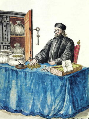 Venetian Moneylender, from an illustrated book of costumes (w/c on paper) von Jan van Grevenbroeck