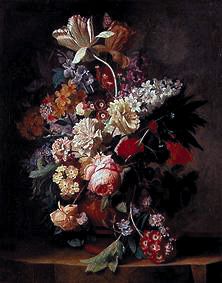 Blumenstrauss in einer Tonvase von Jan van Huysum
