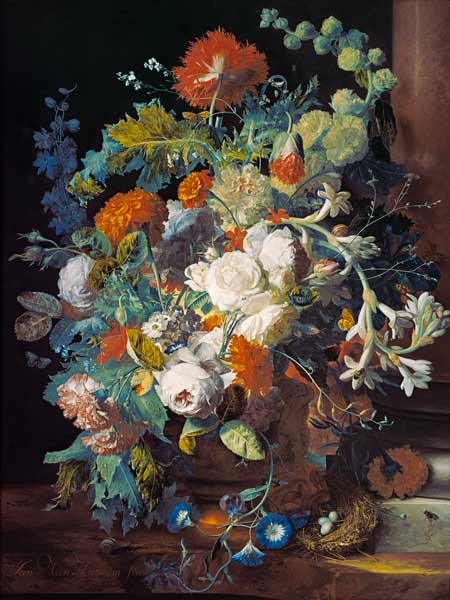 Blumenstrauß bei einer Säule von Jan van Huysum