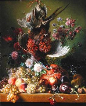 Still Life with pheasant and flowers 1838-9