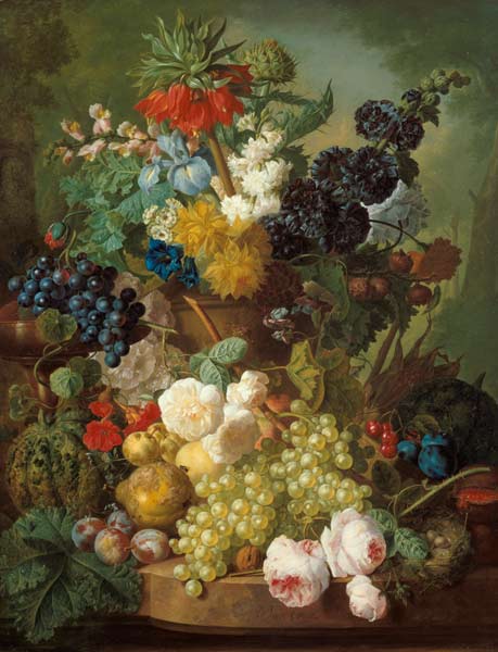 Stillleben mit Früchten und Blumen von Jan van Os