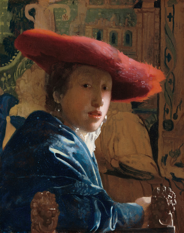 Das Mädchen mit einem rotem Hut von Johannes Vermeer