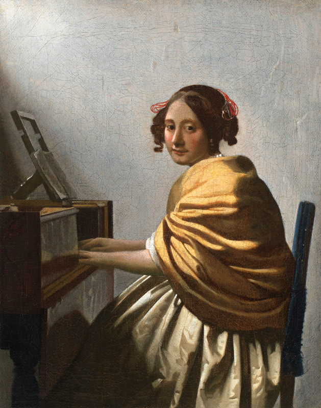 Eine junge Frau, am Virginal sitzend von Johannes Vermeer