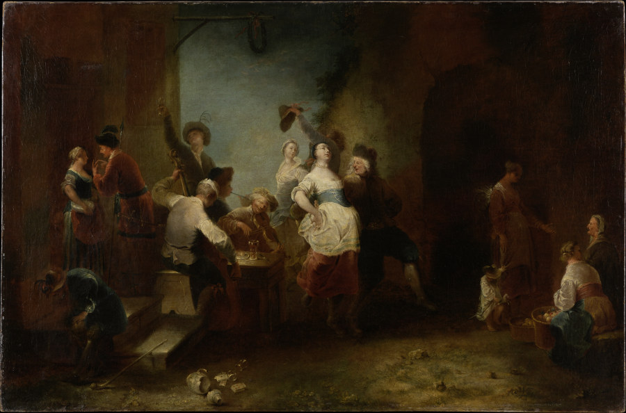 Fröhliche Gesellschaft beim Tanz vor einem Wirtshaus von Januarius Zick