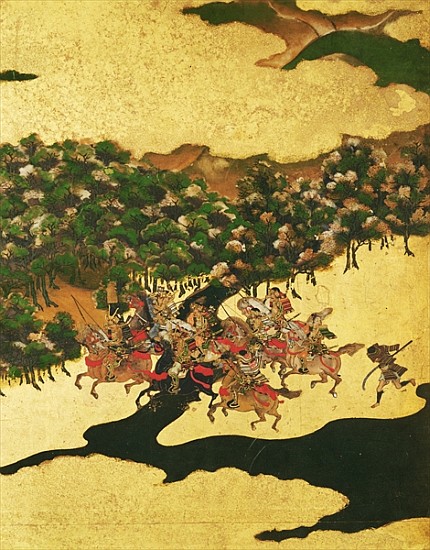 Battle of Hogen in 1156, Momoyama Period (1568-1615) (ink on paper) von Japanese School