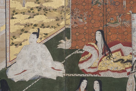 Detail of Spring in the Palace, six-fold screen from 'The Tale of Genji' von Japanese School