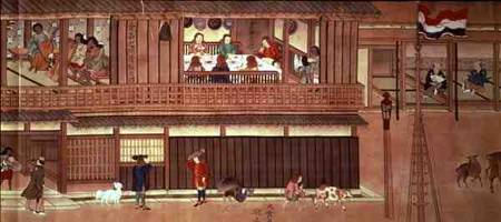 A domestic scene (right hand section of a scroll) von Japanese School