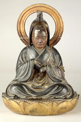 Buddhist abbot (lacquered wood) von Japanese School, (19th century)