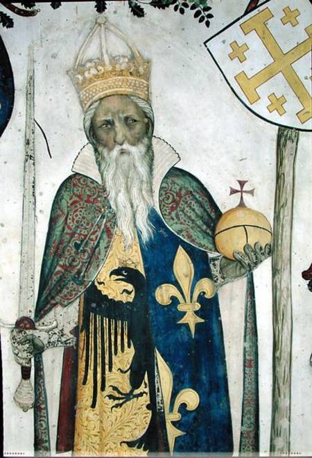 The Nine Worthies detail of Charlemagne (747-814) 1418-30 von Jaquerio