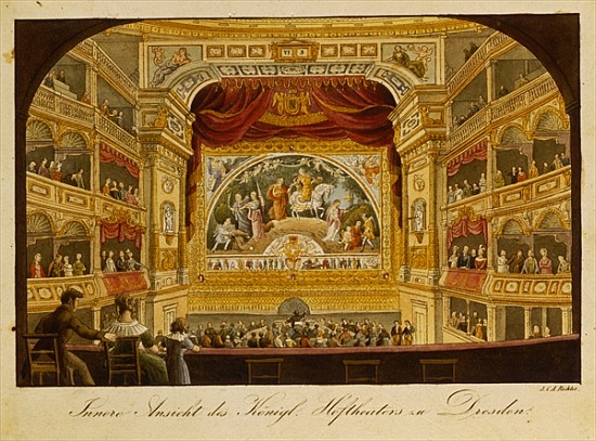 The interior of the royal theatre at Dresden, c.1845 von J.C.A. Richter