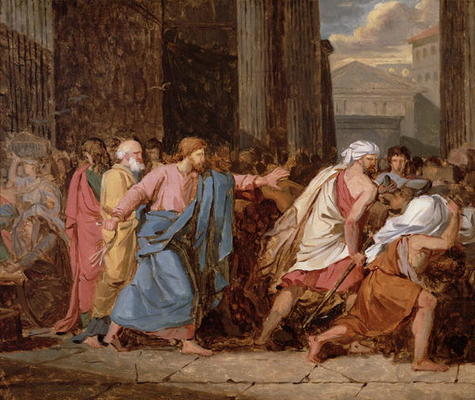 Jesus Driving the Merchants from the Temple (oil on canvas) von Jean-Germain Drouais