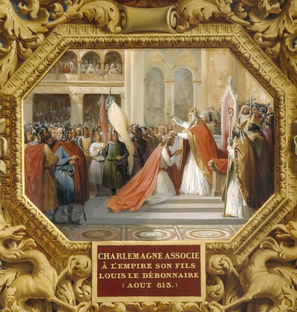 Karl der Große krönt seinen Sohn Ludwig den Frommen 813 von Jean Alaux