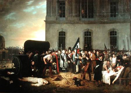 Burial of the Victims of the July Revolution in Front of the Colonnade of the Louvre von Jean Alphonse Roehn