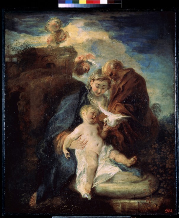 Die Heilige Familie (Ruhe auf der Flucht nach Ägypten) von Jean Antoine Watteau
