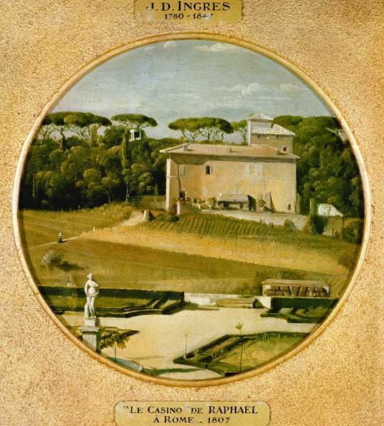 ''Casino of Raphael'' in the gardens of the Villa Borghese, Rome von Jean Auguste Dominique Ingres