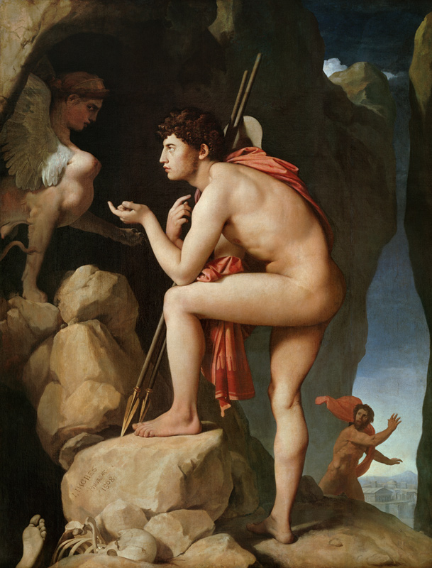Ödipus löst das Rätsel der Sphinx. von Jean Auguste Dominique Ingres