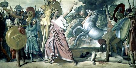Romulus, conqueror of Acron, taking his booty to the Temple of Jupiter von Jean Auguste Dominique Ingres