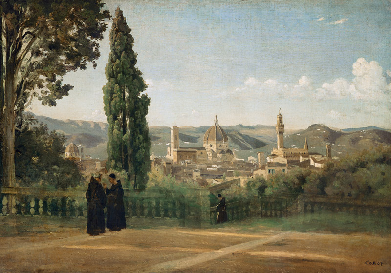 Florenz, Blick über die Boboli-Gärten von Jean-Baptiste Camille Corot