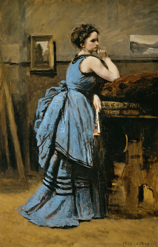 Frau in Blau von Jean-Baptiste Camille Corot