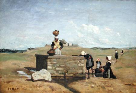 Breton Women at the Well near Batz von Jean-Baptiste Camille Corot