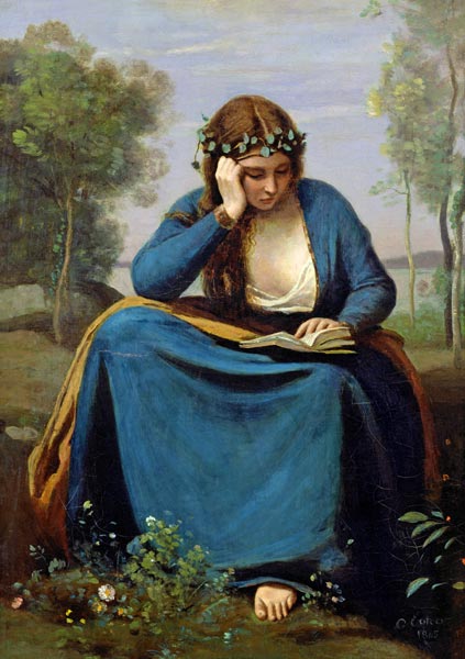 The Reader Crowned with Flowers, or Virgil's Muse von Jean-Baptiste Camille Corot