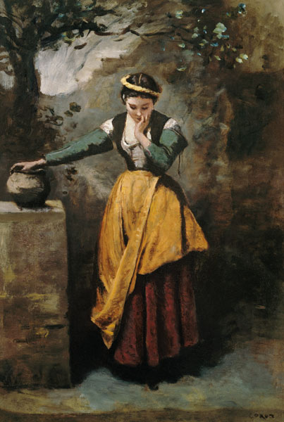 Träumerin am Brunnen von Jean-Baptiste Camille Corot