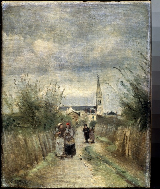 Glockenturm in Argenteuil (Weg zur Kirche) von Jean-Baptiste Camille Corot
