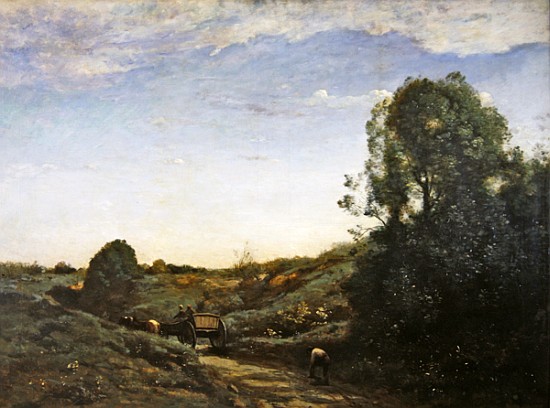 La Charette, memory of Marcoussis von Jean-Baptiste Camille Corot