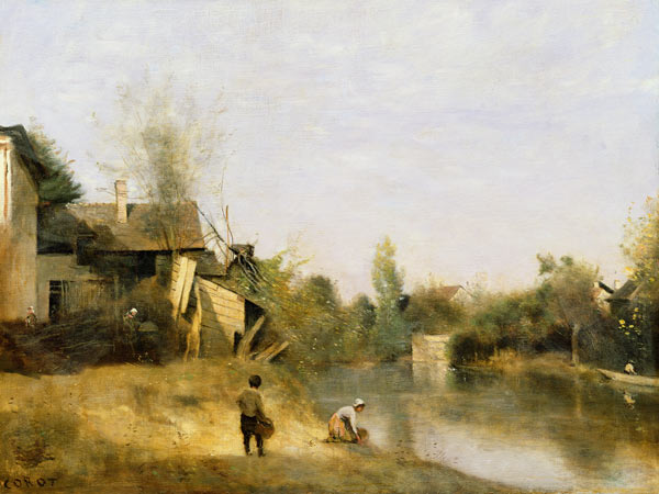 Riverbank at Mery sur Seine, Aube von Jean-Baptiste Camille Corot
