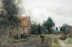 Sin near Douai, Village Street in the Morning, Grey Weather 1872