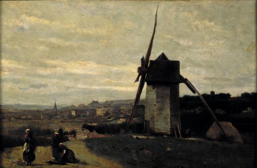 Un moulin a vent. Etretat (Eine Windmuehle. Etretat) von Jean-Baptiste Camille Corot