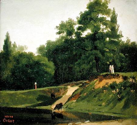 Villa d'Avray - Banks of the Stream near the Corot Property von Jean-Baptiste Camille Corot