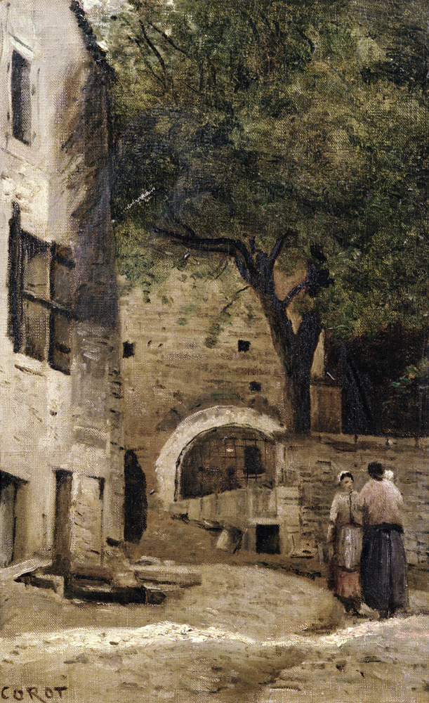 A village scene von Jean-Baptiste Camille Corot