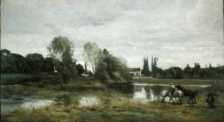 Ville d'Avray, Horses Watering von Jean-Baptiste Camille Corot