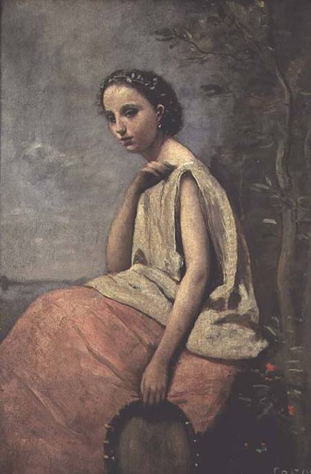 Zingara with a Tambourine von Jean-Baptiste Camille Corot