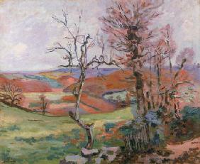 The Puy Barion at Crozant, Brittany (oil on canvas) 18th