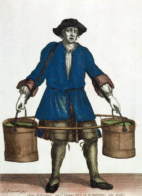 The Water Carrier, late 18th century (colour engraving) von Jean Baptiste Bonnart