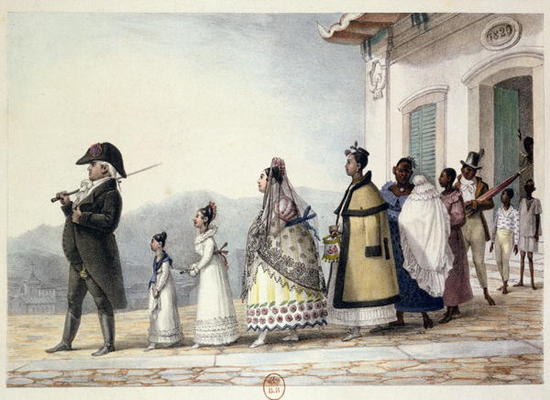 A Government Employee Leaving Home with his Family and Servants, from 'Voyage Pittoresque et Histori von Jean Baptiste Debret