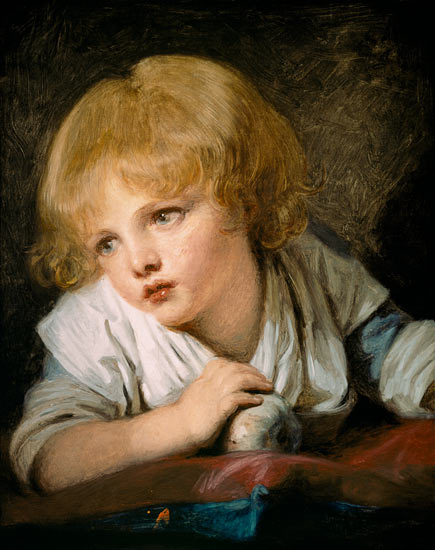 Child with an Apple von Jean Baptiste Greuze