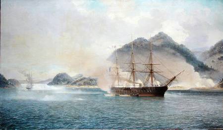 Naval Battle of the Strait of Shimonoseki, 20th July 1863 von Jean Baptiste Henri Durand-Brager