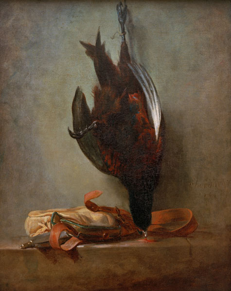 Toter Fasan und Jagdtasche von Jean-Baptiste Siméon Chardin