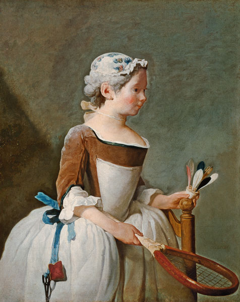 Das Mädchen mit dem Federball von Jean-Baptiste Siméon Chardin